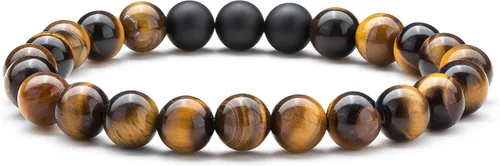 Vista 16 de Pulsera elástica Hamoery con cuentas naturales de ojo de tigre de 8 mm, para mujer y hombre Piedra de ojo de tigre-21018