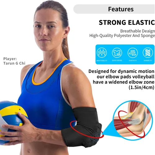 Vista 2 de Coderas de voleibol para niños 2XS-XL -Protector de codo transpirable Adolescentes Hombres Mujeres Bailando Patinaje Fútbol almohadillas