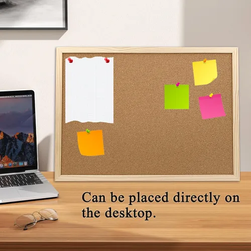 Vista 4 de GDMINLO Tablero de anuncios de corcho, tableros de pines de 15.7 x 11.81 pulgadas para paredes, marco de acabado de madera de roble, tablero
