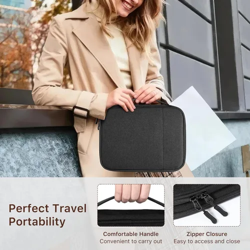 Vista 8 de Dadanism Funda organizadora de viaje para electrónica, organizador de cables de doble capa, bolsa de almacenamiento todo en uno para cable, cable