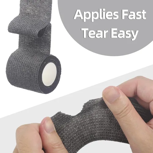 Vista 4 de IndigoCase Paquete de 12 vendajes autoadhesivos de 1 pulgada, paquete variado de vendajes de color negro, cinta elástica de agarre deportivo