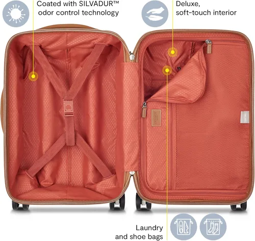 Vista 3 de DELSEY PARIS Chatelet Air 2.0 - Equipaje de cubierta dura con ruedas giratorias, Marrón chocolate, Maleta de mano de 20 pulg.