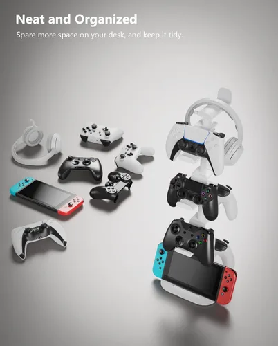 Vista 4 de MiiKARE Soporte de controlador de 6 niveles con soporte para auriculares, soporte ajustable para auriculares para controlador de juegos, soporte