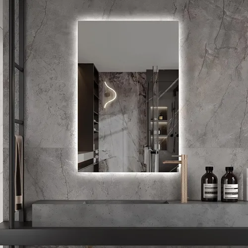 Vista 22 de Niccy Espejo LED de baño, 32"x20" pulgadas, rectangular, espejos de tocador para montar en la pared, con marco de metal, espejo inteligente