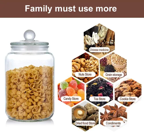 Vista 9 de Tarros de vidrio de 100 onzas, tarro de caramelo con tapa para el hogar, tarros transparentes de grado alimenticio (paquete de 2)