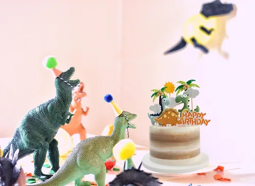 Vista 5 de 10 piezas de decoración de pastel de dinosaurio, decoraciones de pastel de dinosaurio, decoraciones de pastel para fiesta temática de dinosaurios