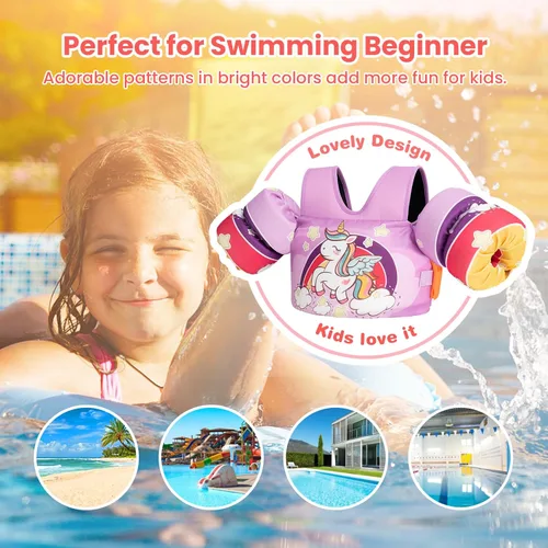 Vista 6 de Toddler Puddle Floaties Jumper for 20 30-50 Pounds, Kids Swim Vest Jacket with Adjustable Strap, Beach Sea Pool Toddler Swimming Floaties Jacket for