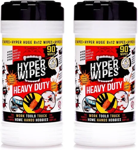 Vista 5 de Hyper Wipes, 1 paquete de toallitas de limpieza resistentes para manos y herramientas, toallitas de limpieza multisuperficie de 7 x 12 pulgadas