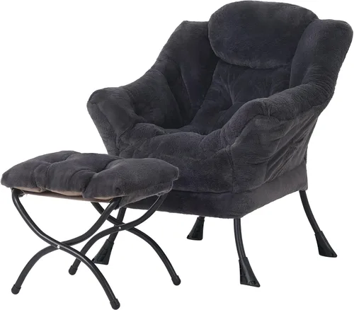 Vista 197 de Welnow Silla Lazy con otomana, moderna silla de descanso con reposabrazos y un bolsillo lateral, sillón para sofá de ocio, sillón de lectura