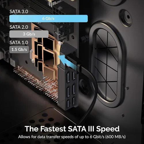 Vista 7 de SABRENT Cable de datos SATA III (6 Gbit/s) en ángulo recto con pestillo de bloqueo para unidades HDD/SSD/CD y DVD