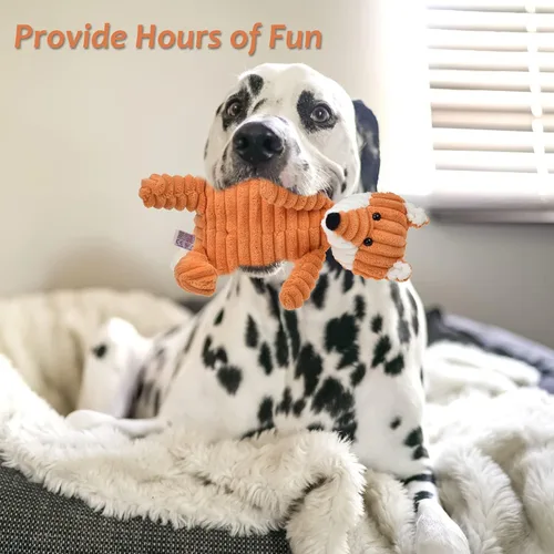 Vista 6 de LECHONG Paquete de 5 juguetes de peluche chirriantes para perros, juguetes surtidos a granel para dentición de perros grandes