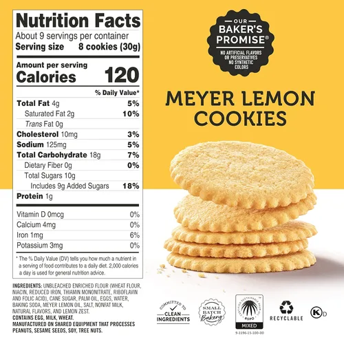 Vista 2 de Dewey's Bakery Meyer Lemon & Key Lime Galletas Finas Estilo Moravo Paquete Variado, Frescas de Panadería con Ingredientes Simples Reales, Aperitivo