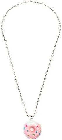 Vista 2 de Juego de collar y aretes de dona coloridos, diseño de dona, colgante de dona, joyería creativa para mujer