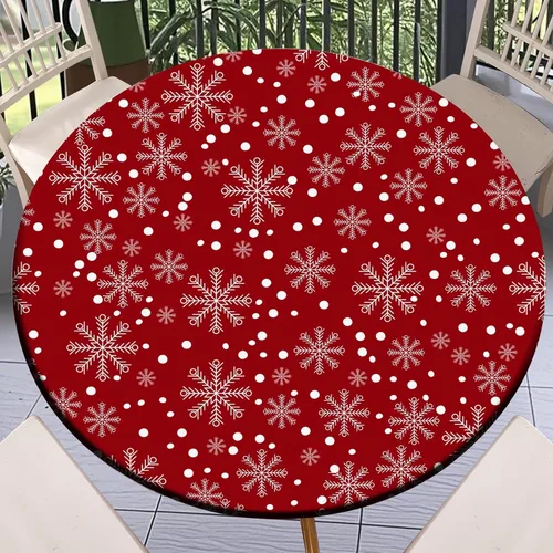 Vista 57 de Round Fitted Tablecloth with Elastic Outdoor Table Cover Round Elastic Tablecloths for Tables Waterproof Wipeable Table Cloths for