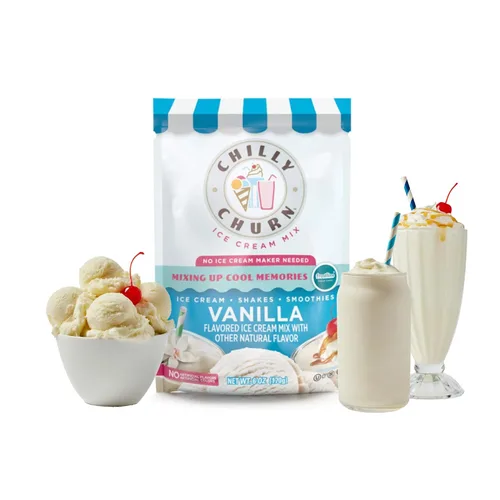 Vista 13 de Chilly Churn Helado con sabor a pastel de cumpleaños, batidos y batidos, uso con batidora de mano, licuadora, crema de encimera, máquina de helados