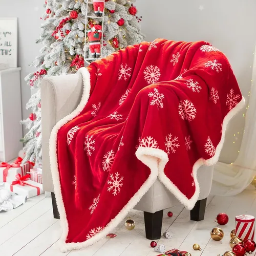 Vista 8 de Touchat Manta de Navidad, manta de Navidad sherpa, mullida, suave y acogedora, manta de franela de vellón de microfibra de felpa para sofá, cama