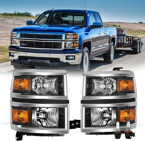 Vista 17 de JSBOYAT - Conjunto de faros delanteros para 2014-2015 Chevy Silverado 1500 Pickup Truck, lámparas delanteras estilo OE de halógeno, faros delanteros