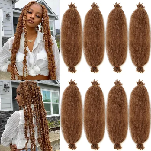 Vista 76 de Cabello de Envoltura Pre-Esponjado de 8 Pulgadas, 3 Paquetes, Cabello Afro Twist Pre-Separado Elástico para Locs, Cabello Afro Twist Negro Natural
