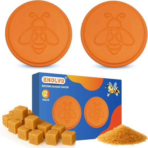 Vista 7 de ENOLVO Disco protector de azúcar moreno de terracota, disco para mantener la humedad de los alimentos en el recipiente de almacenamiento