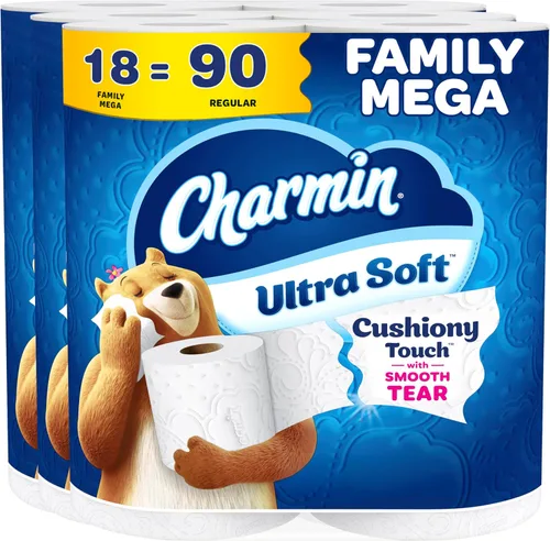 Vista 15 de Charmin Papel higiénico Ultra Soft Cushiony Touch, 24 mega rollos familiares = 123 rollos regulares