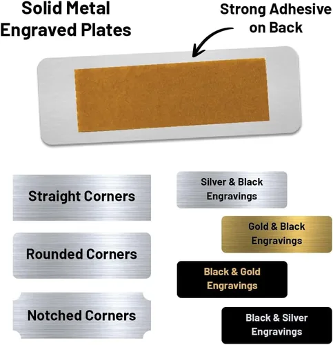 Vista 3 de GEM AWARDS - Placa de nombre grabada personalizada con adhesivo, fabricada en Estados Unidos, placa conmemorativa personalizada para mascotas