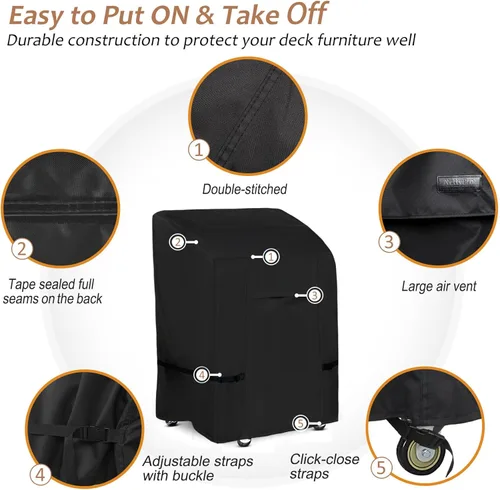 Vista 7 de NettyPro Funda para Barbacoa a Gas, Resistente al Agua, Impermeable de 32 Pulgadas, para Barbacoas de 2 Quemadores al Aire Libre, para Weber, Negro
