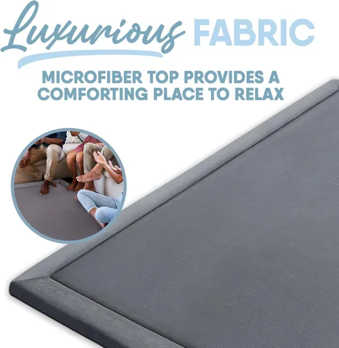 Vista 6 de MICRODRY Alfombra de espuma viscoelástica para sala de estar, alfombra de microfibra con almohadilla integrada, resistente a la decoloración y a