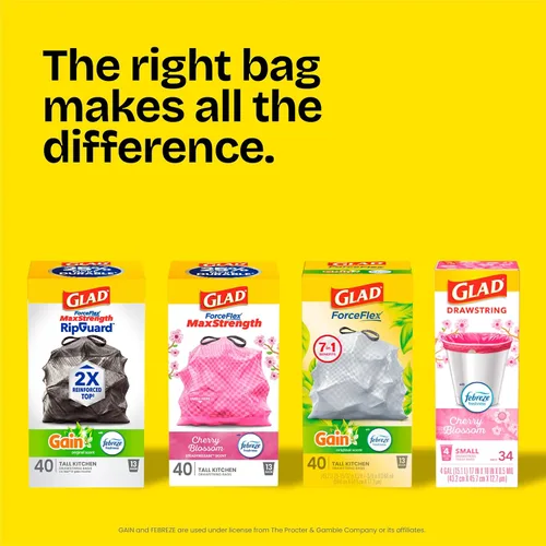 Vista 11 de Glad ForceFlex Bolsas de basura altas para cocina, 13 galones, Gain Fresh Clean, 40 unidades (el paquete puede variar)