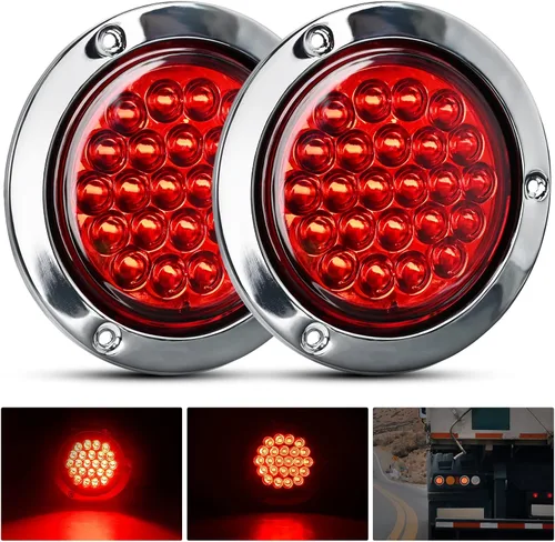Vista 11 de Nilight Luz trasera redonda para remolque de 4 pulgadas, 2 unidades, 24 luces LED blancas de marcha atrás con ojales y conectores de montaje