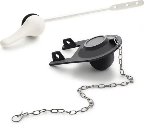 Vista 8 de Qualihome Kit de repuesto de manija de inodoro de montaje frontal - Manija de descarga negra con reemplazo de aleta universal de 2 pulgadas
