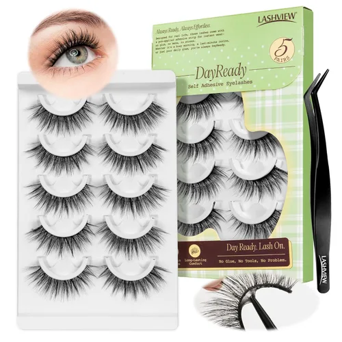 Vista 13 de Lashview Ellipse Extensiones de pestañas planas de 0.15 mm, rizo C de 0.31-0.59 pulgadas, negro visón, pestañas individuales, súper mate