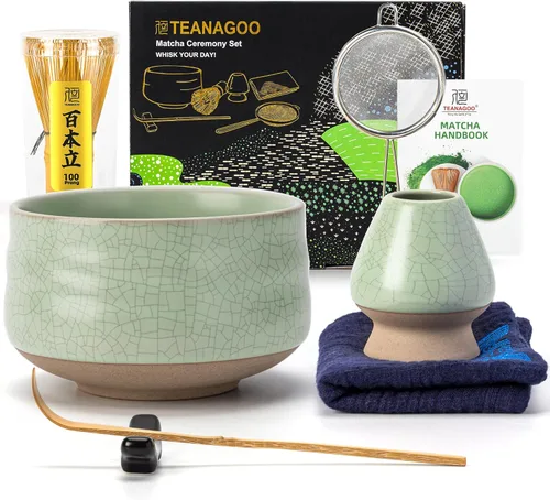 Vista 10 de TEANAGOO 7 piezas juego de batidor matcha, juego de matcha para ceremonia, juego de matcha Junware-Azul, juego de té matcha para hacer