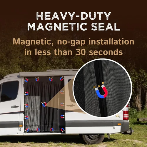 Vista 3 de Living in a Bubble Van Bug - Pantalla para techo estándar Mercedes Sprinter y Ford Transit y High Roof RAM Promaster, mosquitero de puerta lateral