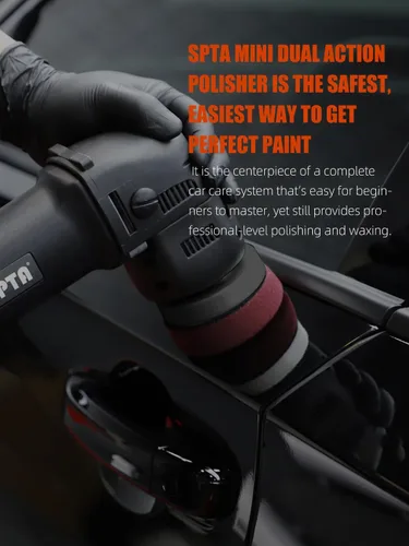 Vista 8 de SPTA Mini pulidor orbital - 3 pulgadas 10 mm/780W de velocidad variable de doble acción con almohadillas de pulido, discos de lijado, cepillo