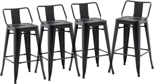 Vista 3 de Juego de 4 Taburete metálico apilable industrial moderno para interiorexterior 17 pulgadas, Metal