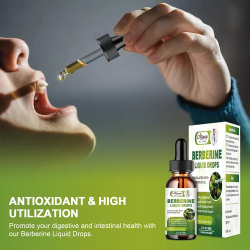Vista 4 de Suplemento orgánico de berberina en gotas líquidas Berberina HCL prémium de 1500 mg con canela de Ceilán pura, ingredientes naturales 7 en 1, apoya
