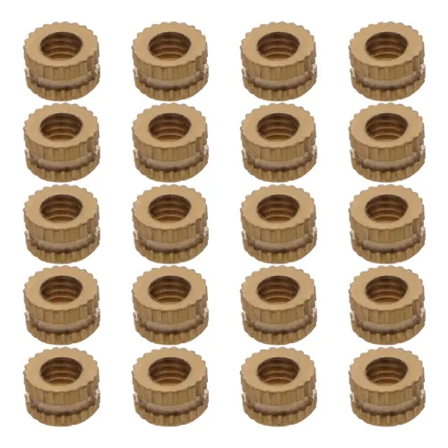 Vista 28 de MroMax Tuercas de inserción moleteadas M2, latón métrico M2x3x3.0.079 in Tuercas de inserción roscadas a través de roscas encajadas en agujeros