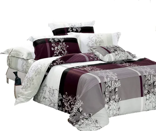 Vista 7 de Swanson Beddings Juego de ropa de cama reversible de 3 piezas con estampado floral y rayas verdes y florales 100% algodón: funda nórdica y dos
