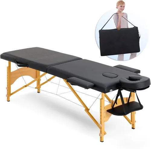 Vista 14 de Artechworks Mesa de masaje, cama de masaje portátil para pestañas, patas de madera, mesa de spa para belleza, tatuaje, sin bolsa