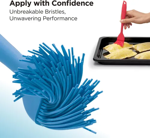 Vista 5 de Kitchen Mama WaltzGrip Platinum - Cepillo de silicona para repostería, juego de 2 cepillos resistentes al calor para cocinar, hornear, asar, asar