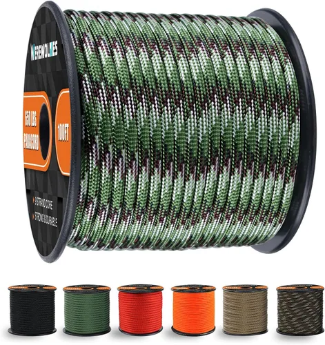 Vista 13 de WEREWOLVES Cuerda de paracaídas de 650 libras, cuerda de paracaídas de 9 hebras, 100 pies, carretes de cuerda de paracaídas de 200 pies, cuerda