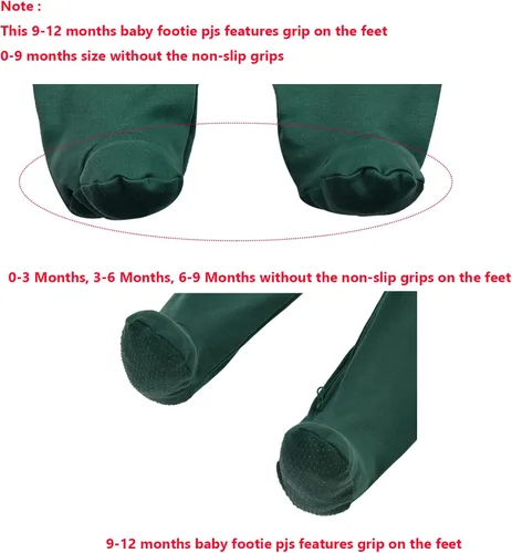Vista 6 de Aablexema Baby Pajamas with Feet and Mittens 2-Pack Zip Up Infant Cotton Long Sleeve Footies Sleep and Play