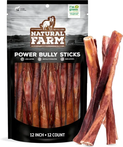 Vista 10 de Natural Farm Power Bully Sticks - Masticables para perros (6 pulgadas, paquete de 15), masticables 2 en 1: mejilla de res de alta calidad envuelta