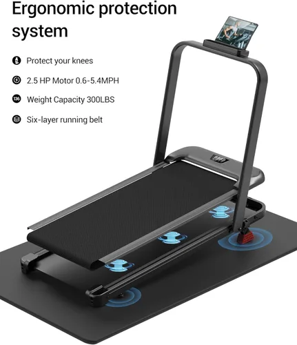 Vista 9 de 3-in-1 Foldable Treadmill with 300 LBS Capacity, 15% Walking Pad Treadmills for Home and Office, 2.5 HP Under Desk Treadmill with Quiet Brushless