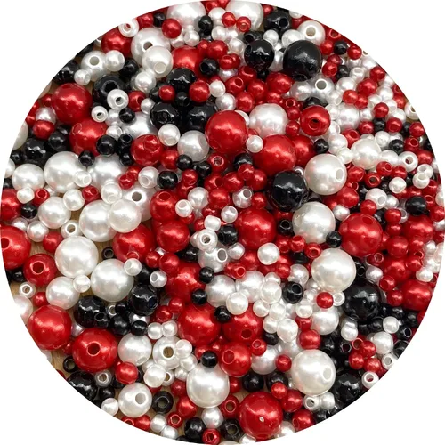Vista 13 de Cuentas de perlas mixtas de 30 a 0.315 in, redondas y sueltas, de satén, cuentas de plástico para hacer joyas, aretes, pulseras, collares, llaveros