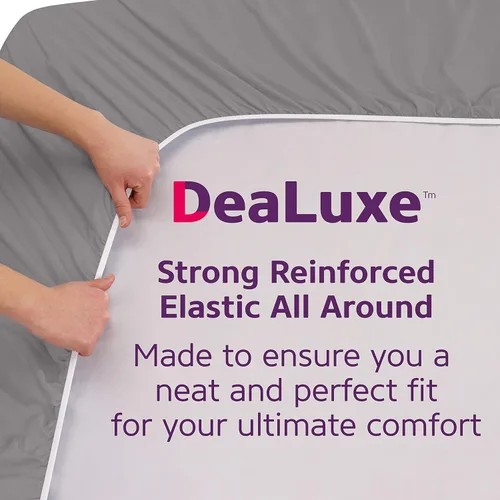 Vista 4 de DeaLuxe Sábana bajera ajustable de 16 pulgadas - gris medio, individual de 16 pulgadas