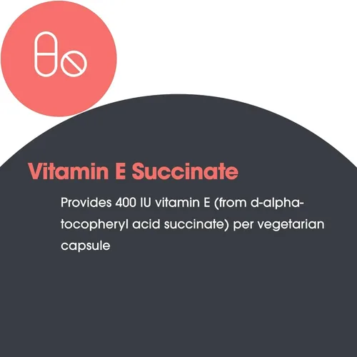 Vista 4 de Nutricology Succinato de vitamina E - 400 UI d-alfa-tocoferil succinato - antioxidante y apoyo energético - Cápsulas vegetarianas en polvo seco