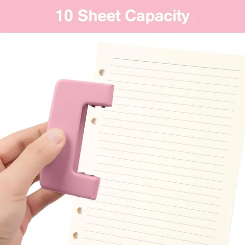 Vista 6 de Perforadora de 2 agujeros, perforadora para manualidades, herramienta de perforación de doble agujero, perforadora manual de hojas sueltas, Rosa
