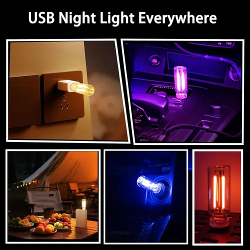 Vista 5 de 2 luces LED USB para automóvil, luces LED regulables al tacto, puerto USB, iluminación ambiental retro para automóvil, luces LED interiores Azul
