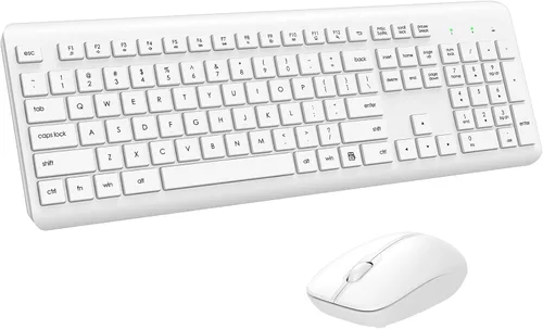 Vista 11 de Combo de teclado y mouse inalámbricos, teclado ergonómico silencioso de tamaño completo y mouse óptico, batería de larga duración, teclado de mouse